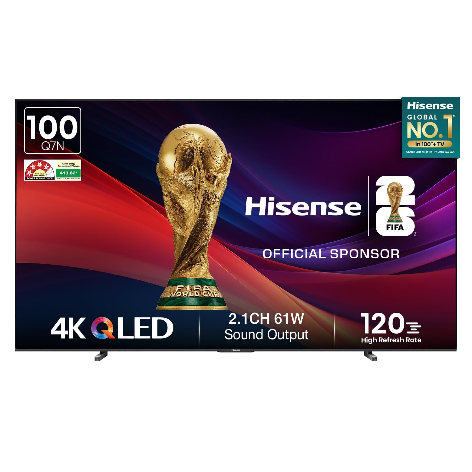 Hisense 254 cm (100 inches) Q7N Series 4K Ultra HD Smart QLED TV 100Q7N (Dark Grey) Hisense 254 cm (100 inches) Q7N Series 4K Ultra HD Smart QLED TV 100Q7N (Dark Grey) - Dark Grey / 100 inches