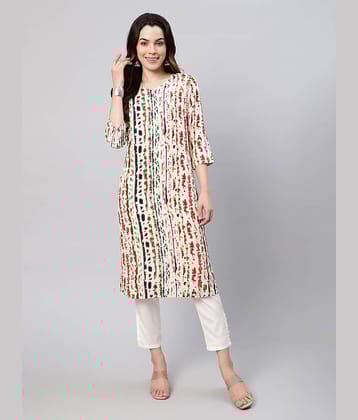 Flamboyant Viscose Printed Straight Women's Kurti - Beige ( Pack of 1 )
