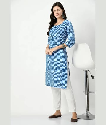 MAURYA Cotton Striped Straight Women's Kurti - Blue ( Pack of 1 )