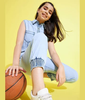 StyleStone Girls Denim Jumpsuit ( Pack of 1 , Blue )