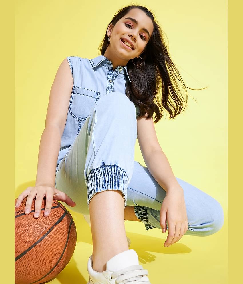 StyleStone Girls Denim Jumpsuit ( Pack of 1 , Blue )