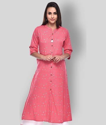 Pistaa - Pink Cotton Women's Front Slit Kurti