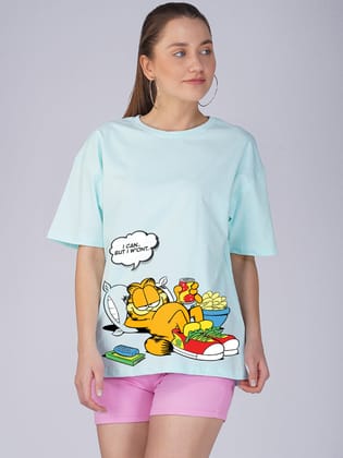 Garfield Women Oversized T-Shirt-Mint / XS