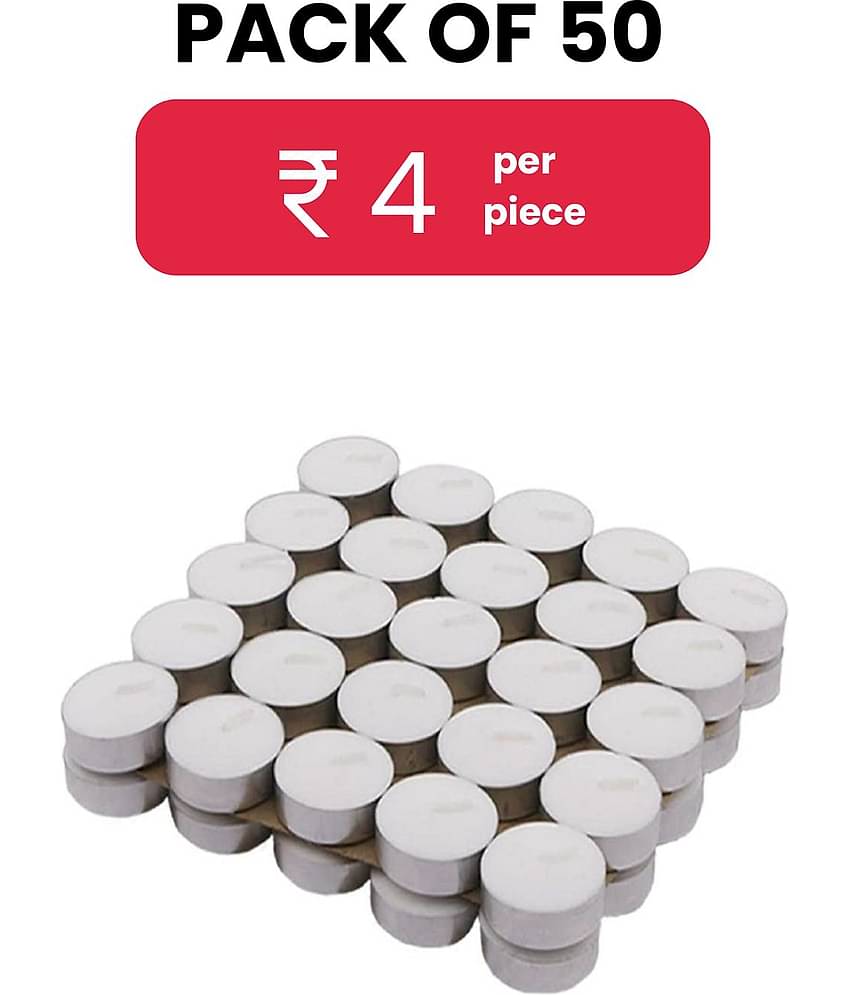 PROSPERRO LUMO - White Unscented Wax Tea Light Candle 4 cm ( Pack of 50 )