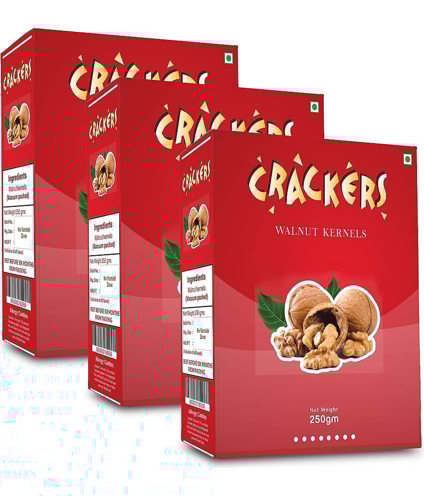 Go Premium Kashmiri Amber Walnut Halves - 750g (250g x 3) | Fresh New Crop Walnuts