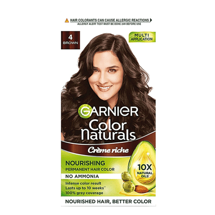 Garnier Naturals Crme Hair Colour, 70 Ml + 60 G Shade 4, Brown