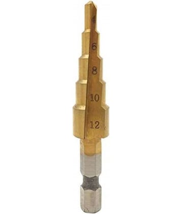 1pcs 4-12mm 4241 HSS 5 Step Drill Bit Pagoda Cone Drill with 1/4" Hex Shank and Titanium-Plated ace Treatment