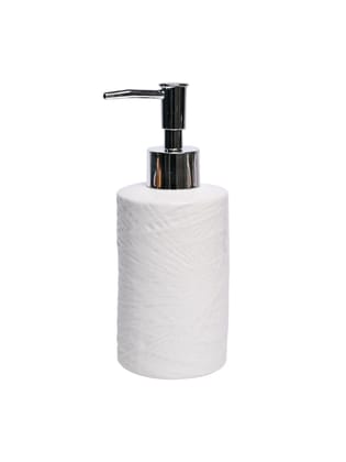 White Ceramic Bathroom Set - Matte, Geometric Pattern