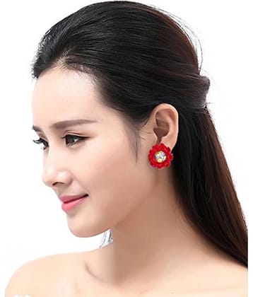 YOUBELLA Red Danglers Earrings ( Pack of 1 )