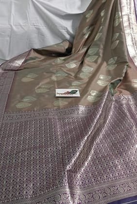 Pure banarasi soft silk sarees with rice pallu and booti blouse