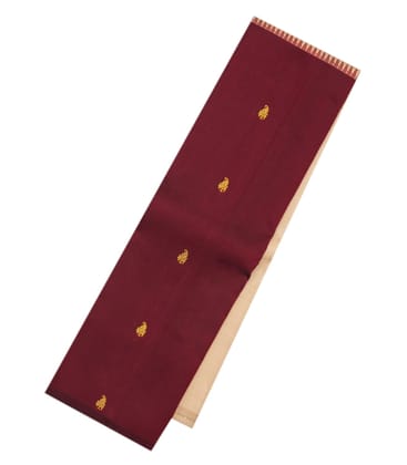 Taupe & Maroon Handloom Korvai Half & Half Kanchipuram Silk Saree-Taupe