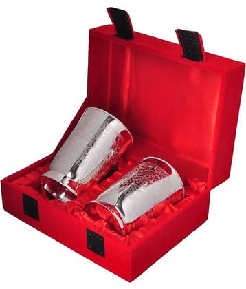 Urban hemlet Silver Plated Brass Carved Glasses Set Of 2 Pcs