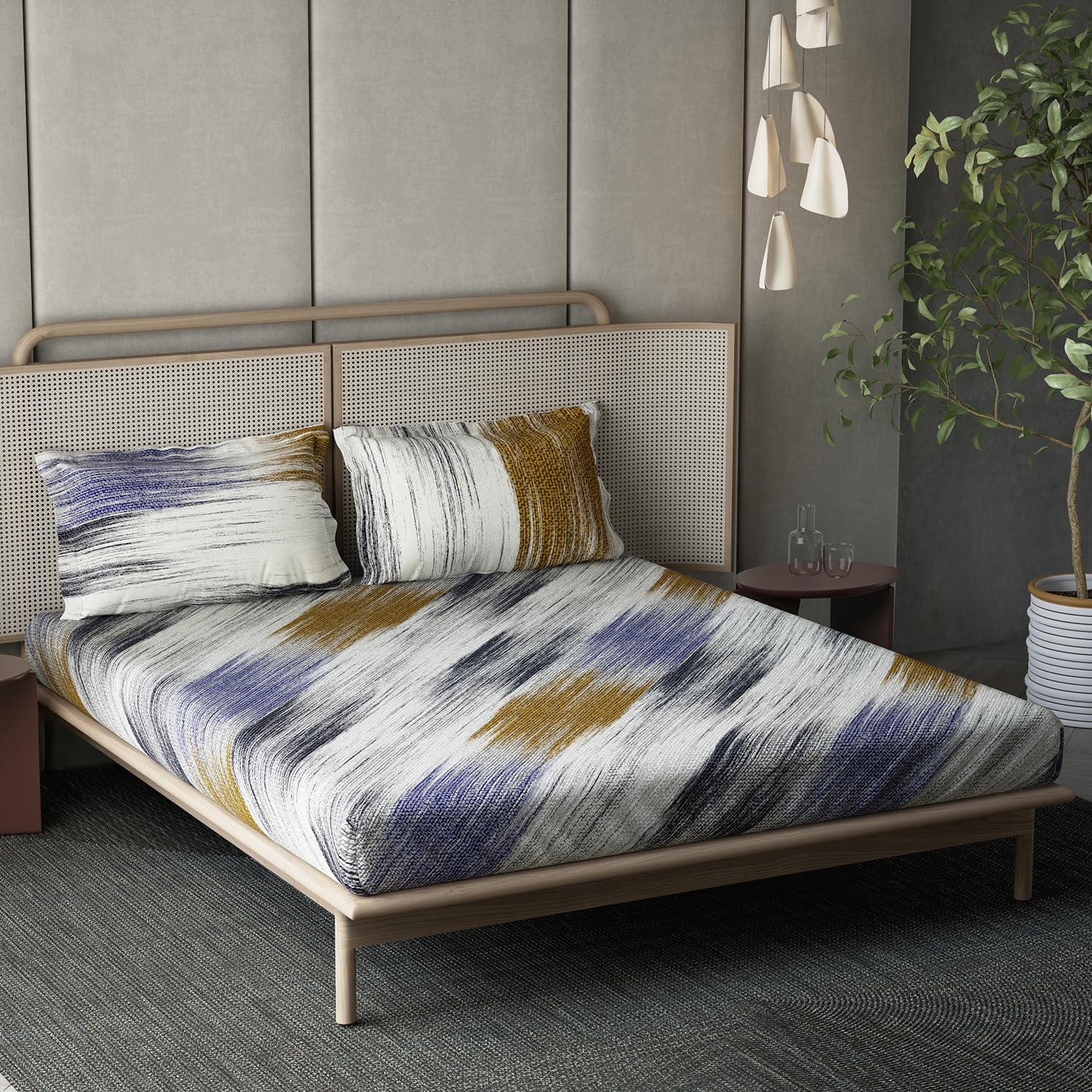 DDECOR - Esteem Collection 100% Cotton Abstract Pattern 210TC Super King |274 CM X 274 CM| Purple