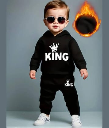 MUSNAHGARMENTS Pack of 1 Baby Boys Cotton Sweatshirt & Trackpant Set ( Black )