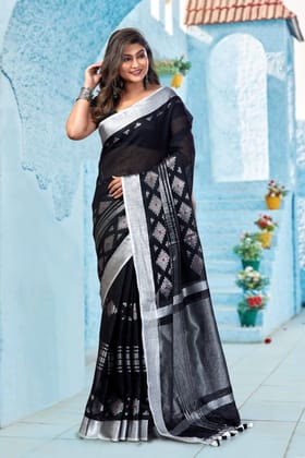 Dobby Woven Pure Linen Saree