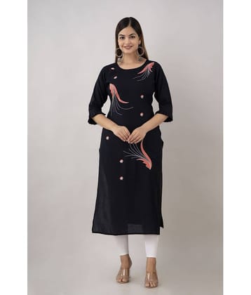 Kapadia - Black Rayon Women's Straight Kurti ( Pack of 1 )