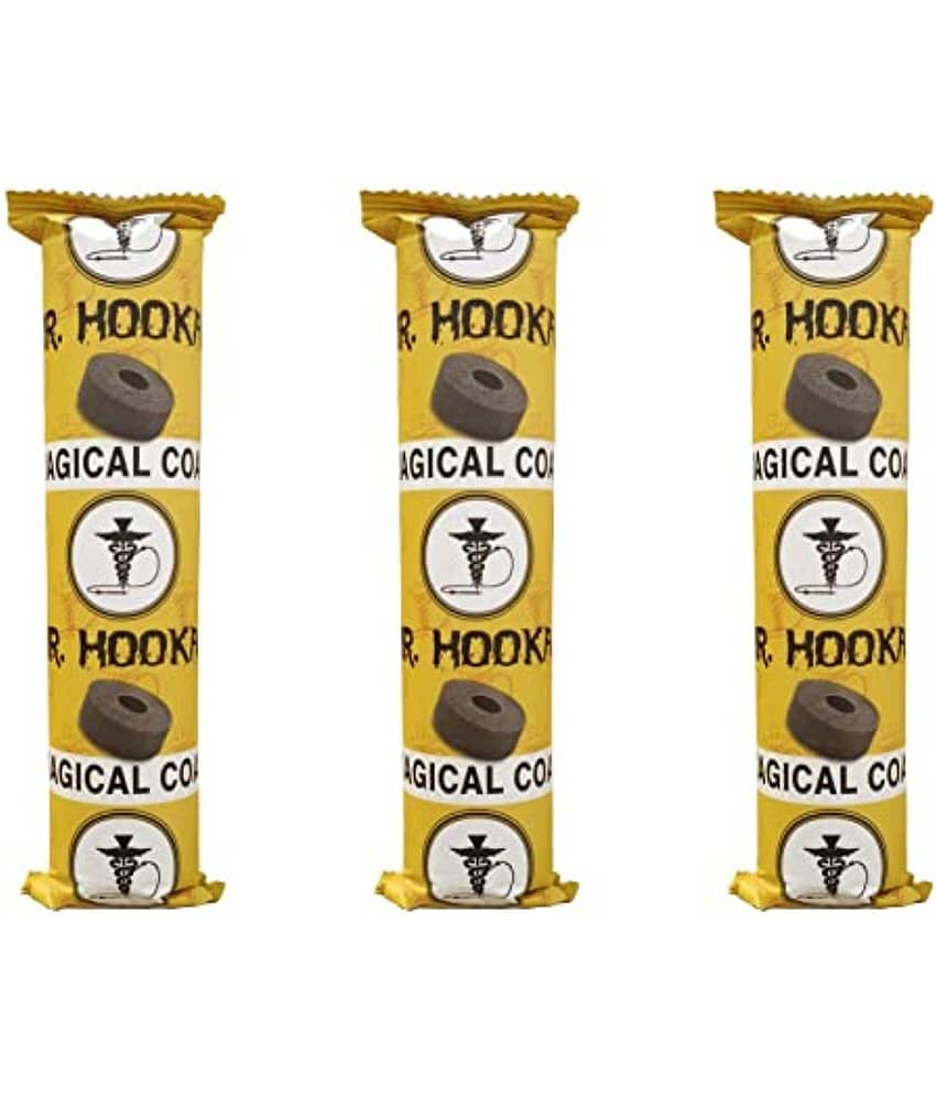 PUFF SMART Mr Hookah Coconut Charcoal Magic Coal for Hookah Shisha Pack of 3 Rolls (Grey, Yellow, 30 Pcs Disk)