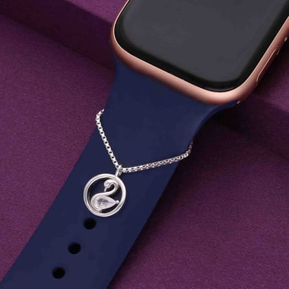 Minimalistic Swan Watch Charm-White Stone / Silver