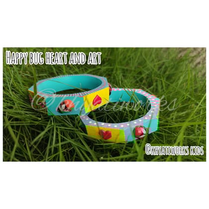 Happy Bug Heart and art ( Teal & Yellow) - Single Piece