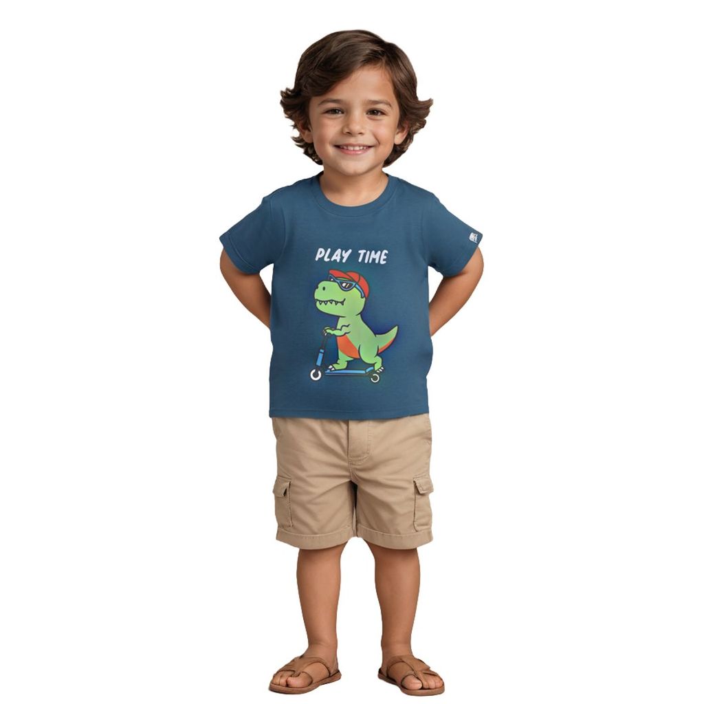 Trendy Kids Boys T shirt Cotton Blue Coral Skating Dino 2025 at ShopCircuit | ONDC