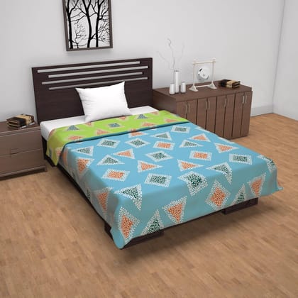 Sky Olive Geometric Single Bed Dohar – 120 GSM Microfiber-Single / Sky Olive / HRNT3010