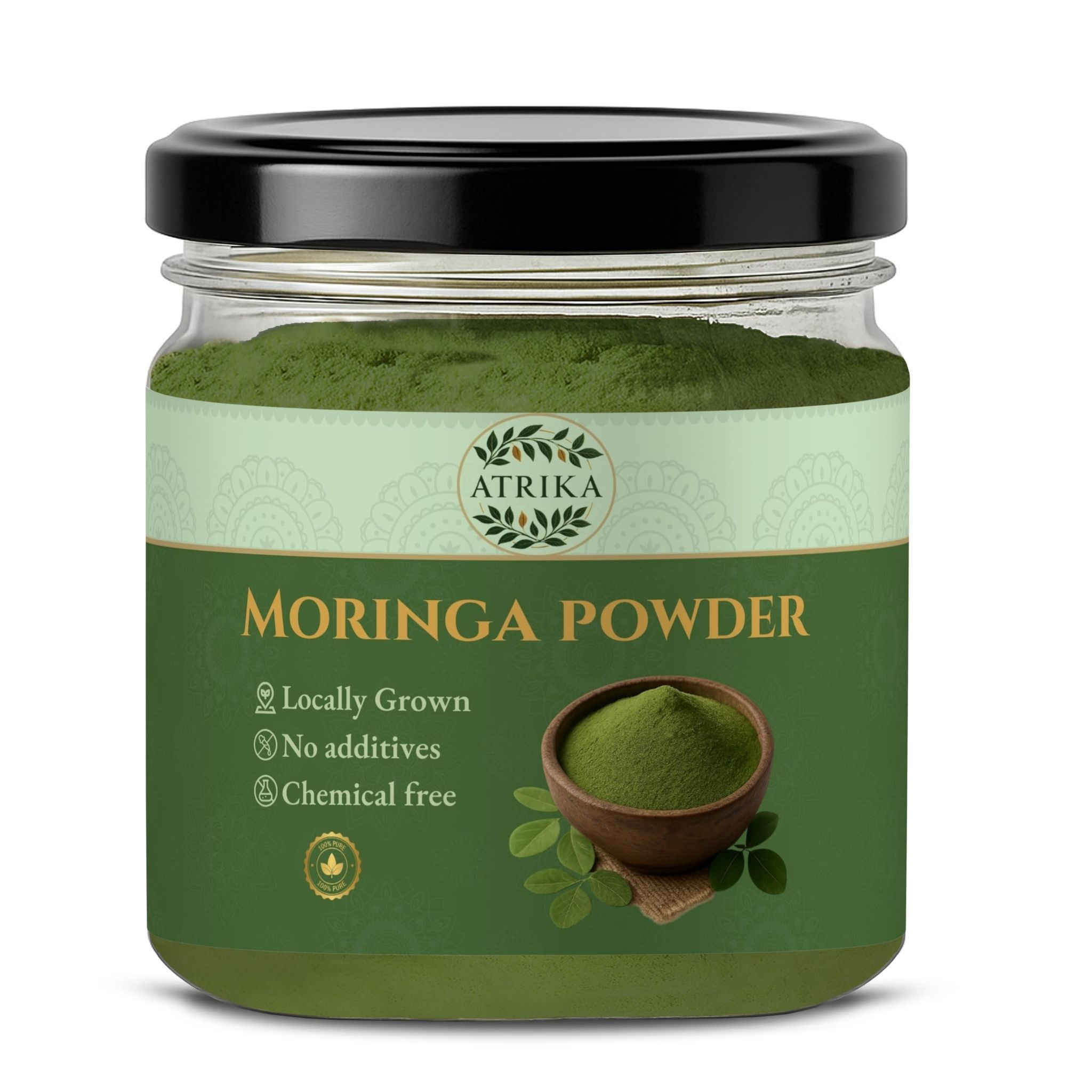 Atrika Moringa Powder 150g | Pure Moringa Leaf Powder | Drumstick Leaves Powder for Daily Nutrition, Energy & Wellness
