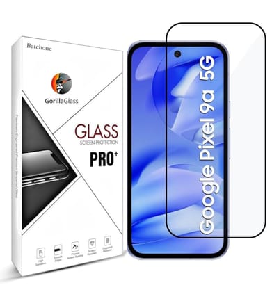 BATCHONE Tempered Glass Screen Protector Compatible for Google Pixel 9A (Black) with Edge to Edge Coverage and Easy Installation kit Black