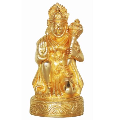 Brass Hanuman Ji Handcrafted Statue - Spiritual Mandir Decor, Height : 6.8 Inch (BSMAS874 A)