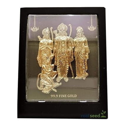 REAL SEED Ram Darbar 99.9 Fine Gold Plated Photo Frame | Shri Ram Darbar Frame for Home Temple | Gods Photo frames | Religious Photo frames