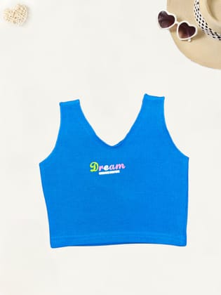 Girls Summer Blue Tank Top [GT-414] [1-11Years]-3-4Y (Size - 22) / Imported