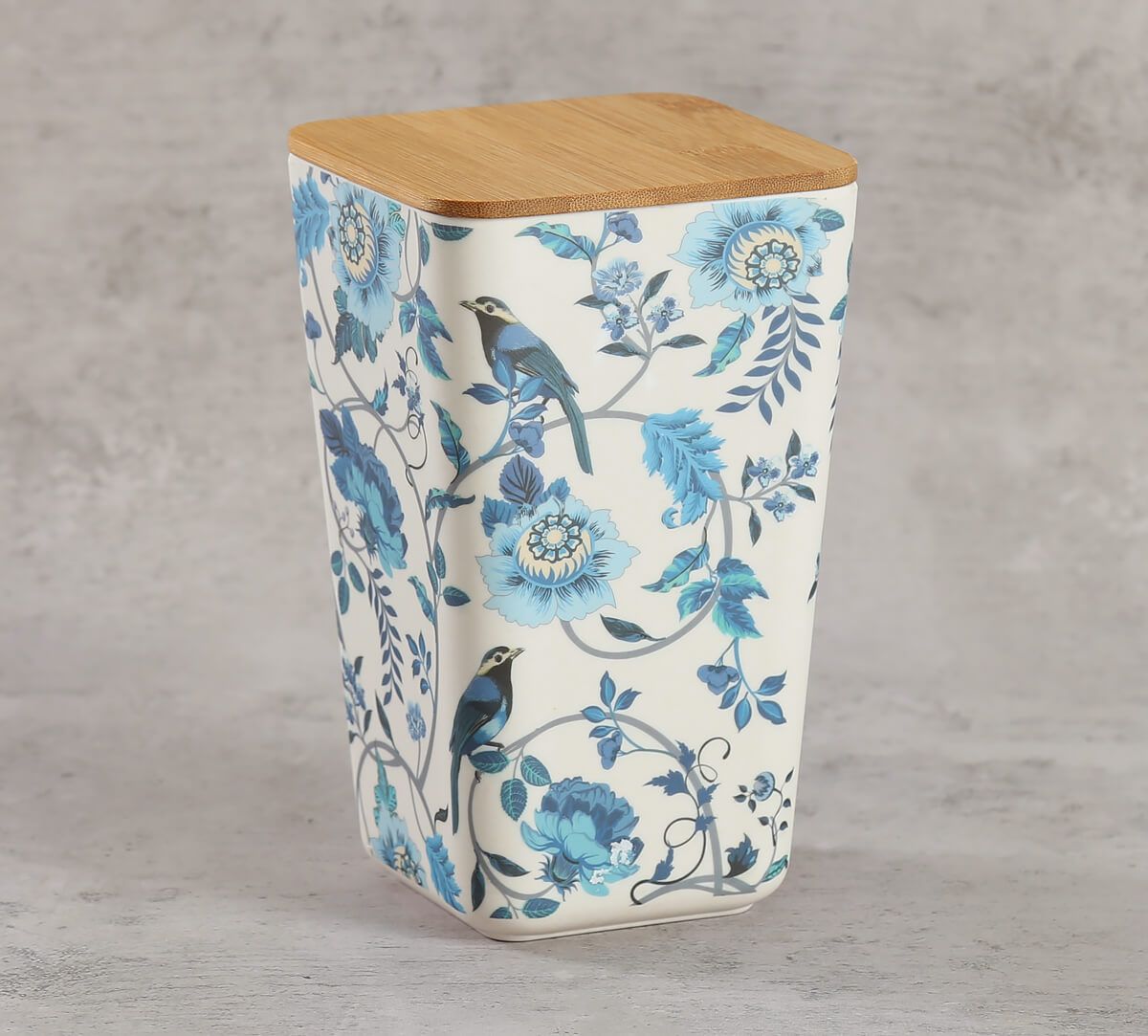 India Circus Azur Blooms Medium Bamboo Jar