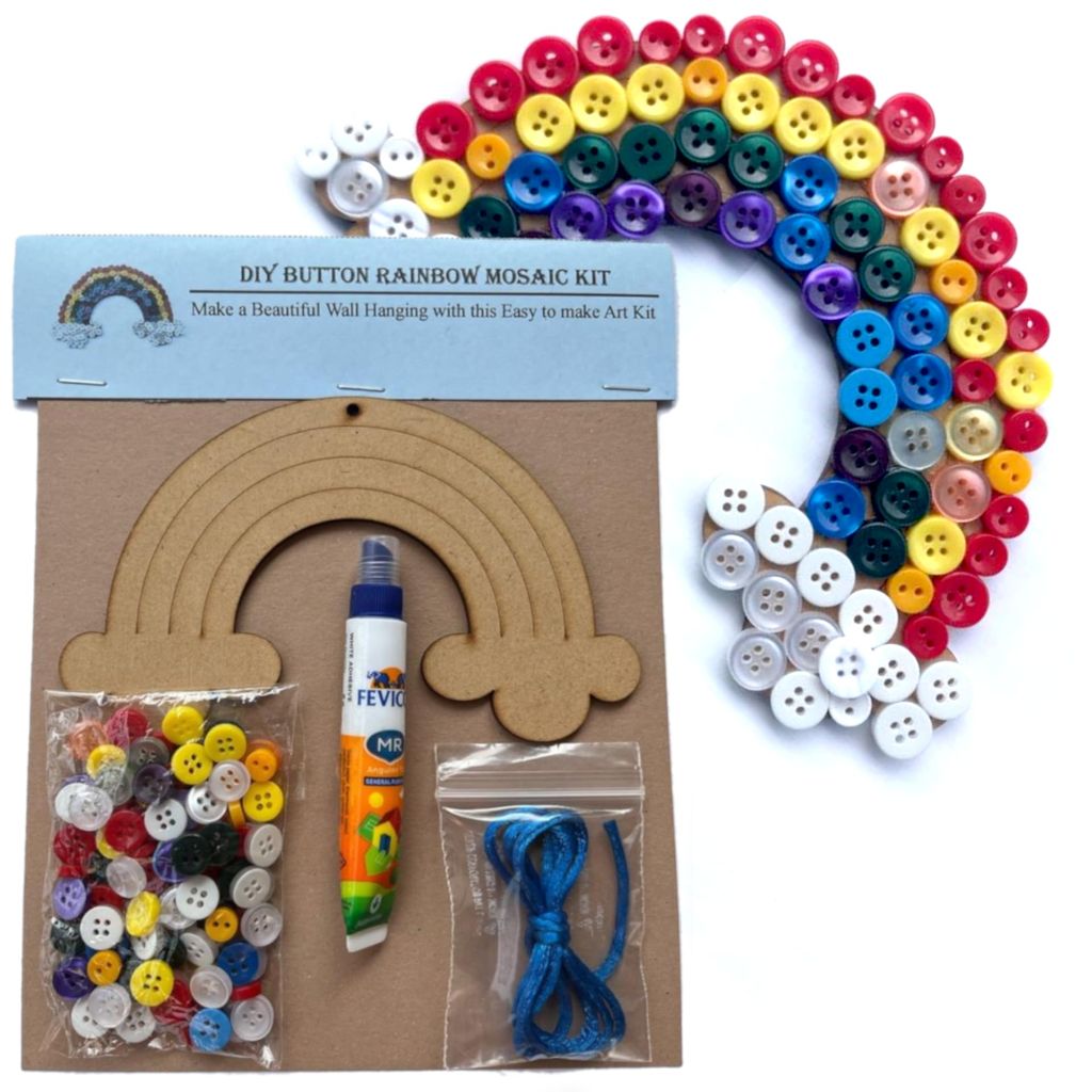 The brown box DIY Button Rainbow Mosaic Kit,Craft kit,Art and Craft Kit,DIY Kit,Hobby kit,Rainbow Theme Birthday Gift,Christmas Gift - Toys and Games | Buy online on ZillyBuy