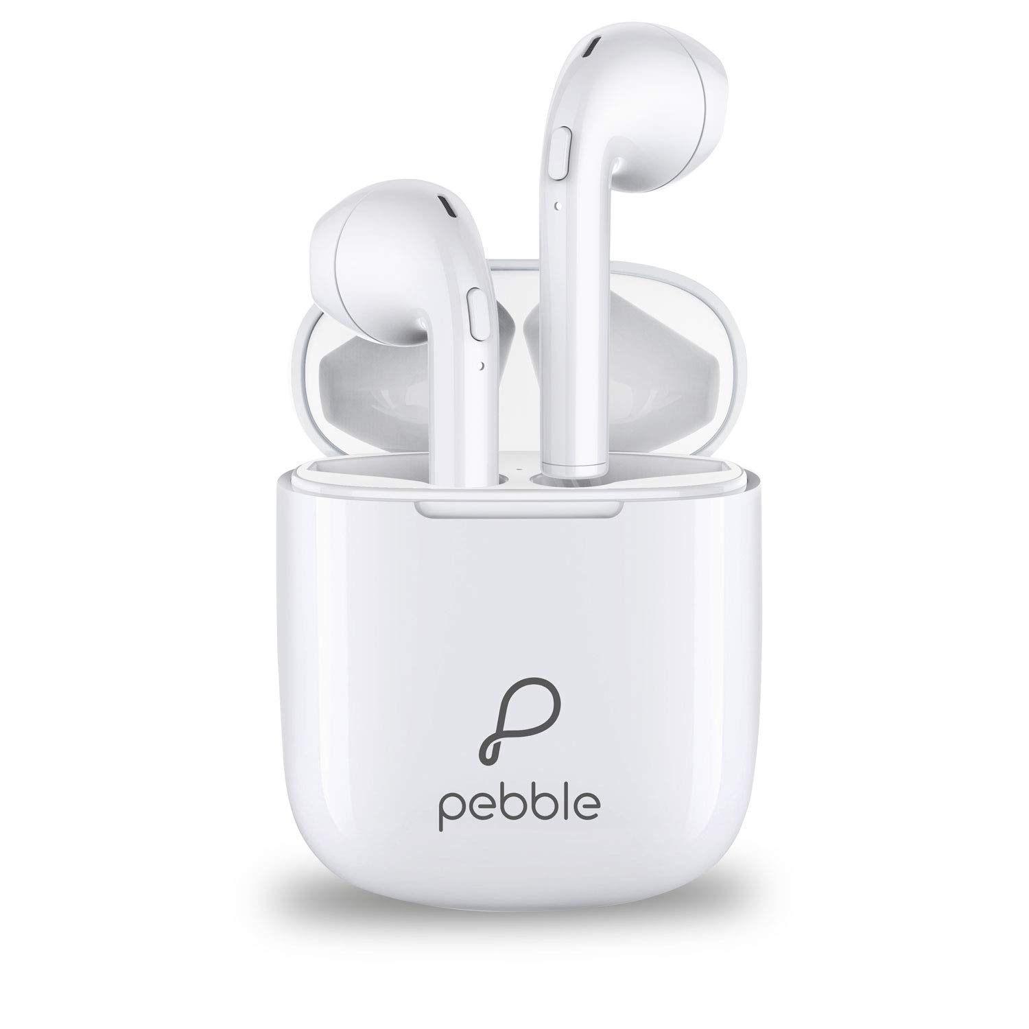 Pebble Duet True Wireless Ear Pods Headset with Mic (White)