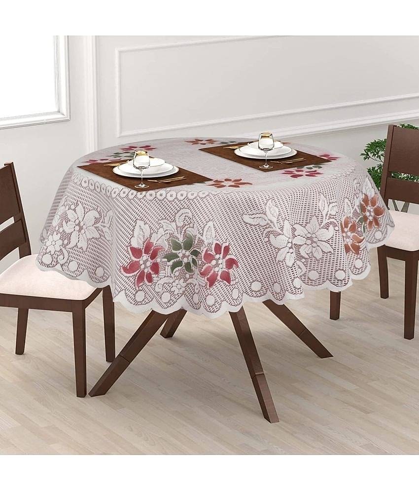 Self Design Cotton Blend 2 Seater Round Table Cover ( 101 x 101 ) cm Pack of 1 Peach