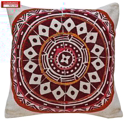 16" Designer Cushion Cover - Mandala Red-16 x 16 inches