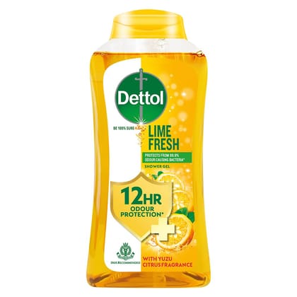 Dettol Lime Fresh Body Wash and Shower Gel for Women and Men with Yuzu Citrus fragrance - 250ml | 12h Odour Protection | Soap-Free Bodywash