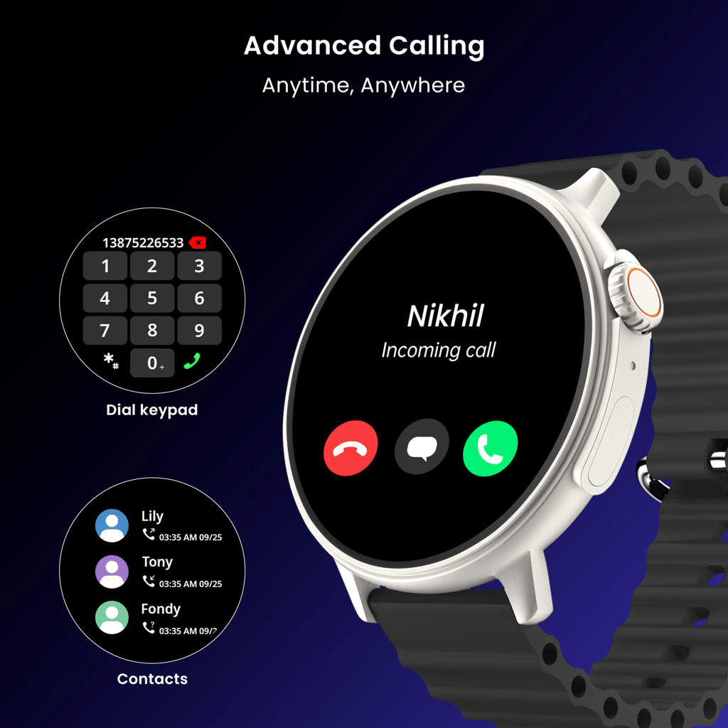 CELLECOR M7 PRO RAY 1.43" AMOLED Display | 700 NITS | AOD | BT-Calling | AI Voice | Split Screen | IP67 | Rotating Crown | SmartWatch (Golden Black)