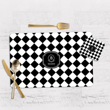 Checkered Tableware Set-Black / Flexible (matte finish) PVC Mats