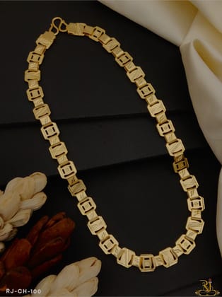 Delightful design gold plated nawabi biscuits chain RJ-CH208-Golden