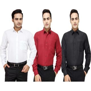 Baleshwar Men Multicolor Solid Formal Shirt (Pack of 3)