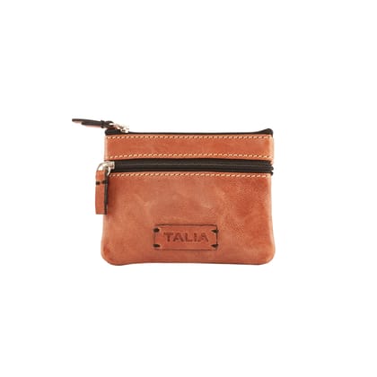 Talia  A Genuine Leather Top Zippered Kidney Shape Coin Pouch