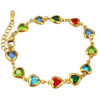 KIMTI 18k Gold Plated Women Bracelet (Multicolor Heart Stone Bracelet, 1) KIMTI 18k Gold Plated Women Bracelet (Multicolor Heart Stone Bracelet, 1)