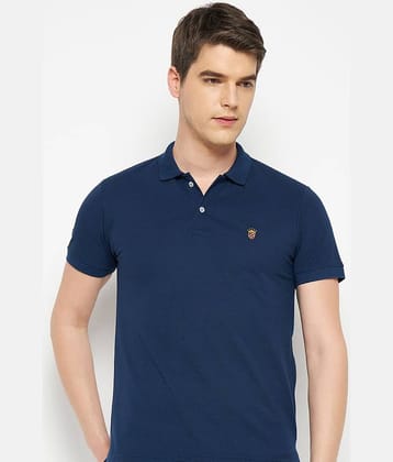 RELANE Pack of 1 Cotton Blend Regular Fit Solid Half Sleeves Men's Polo T Shirt ( Navy )