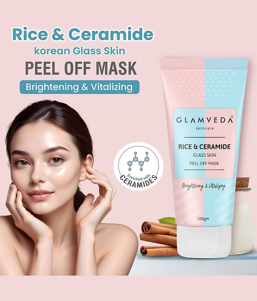 Glamveda Rice & Ceramide Korean Glass Skin Peel off Mask , No Paraben, SLS 100gm (Pack of 1)