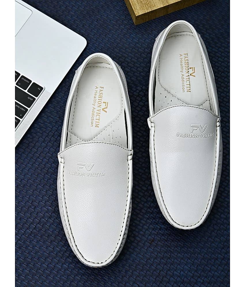 Fashion Victim White Loafers