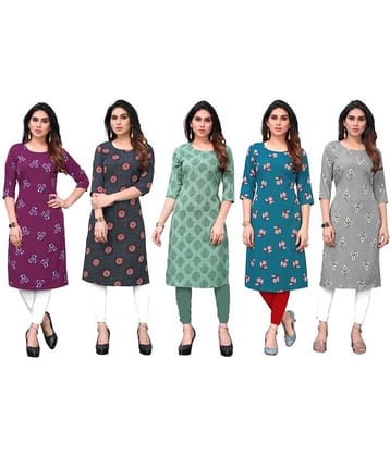 KETAKI FASHION Crepe Printed Straight Women's Kurti - Multicolor5 ( Pack of 5 )