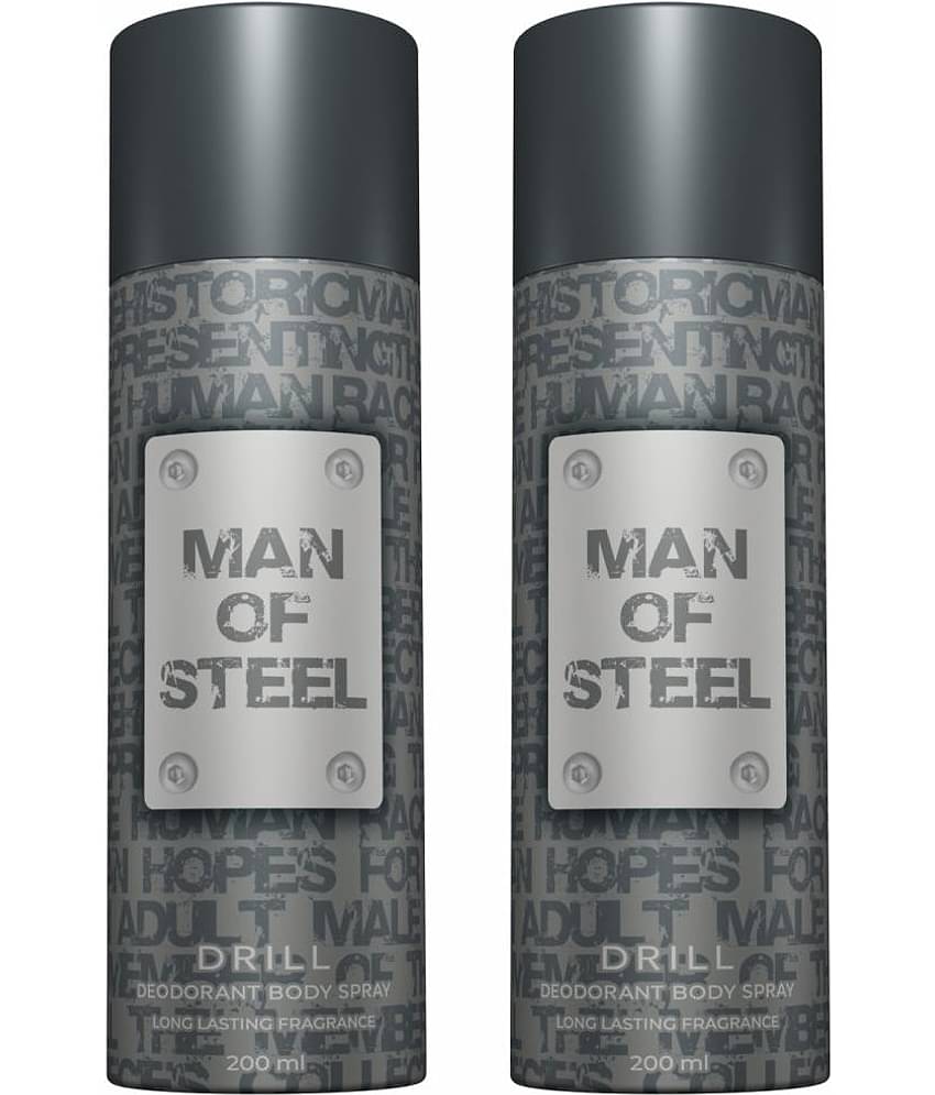 Denver Man Of Steel Drill Deodorant Spray for Men 200Ml Each ( Pack of 2 )