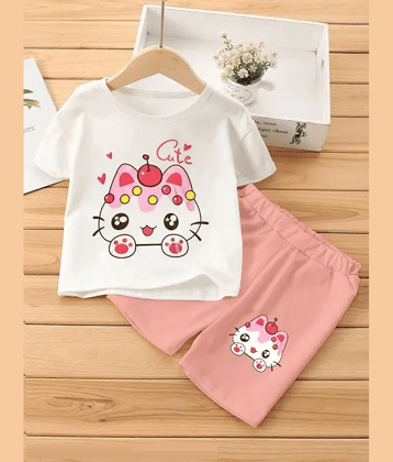 VELION Pack of 1 Unisex for Baby Cotton Blend T-Shirt & Shorts ( PeachPuff )