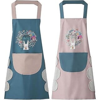 (PACK OF 1 )KLIMET  ASSORTED | Waterproof Kitchen Apron for Women with Big Front Pocket Hand-Wiping Towel | Comfortable Wear-Resistant Chef Apron for Cooking | One Size