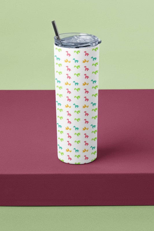 Dino Be Mine-O Skinny Tumbler With Metal Straw